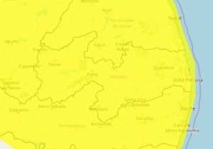Inmet emite alerta amarelo de chuvas para todos os municípios da Paraíba; veja recomendações para Salgado de São Félix