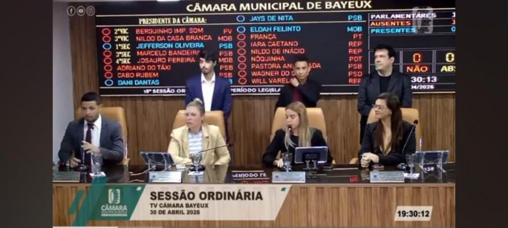 Pela segunda sessão consecutiva, Câmara de Bayeux encerra trabalhos por falta de quórum