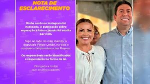 Tacyana Leitão desmente separação de Felipe Leitão e alega invasão de hackers
